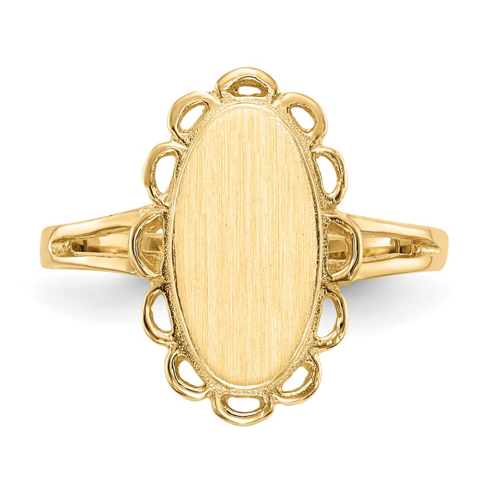 14K Yellow Gold 13.0x7.0mm Open Back Signet Ring