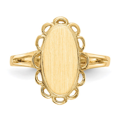 14K Yellow Gold 13.0x7.0mm Open Back Signet Ring