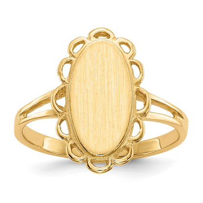 14K Yellow Gold 13.0x7.0mm Open Back Signet Ring