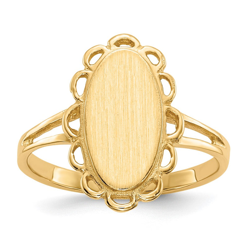 14K Yellow Gold 13.0x7.0mm Open Back Signet Ring