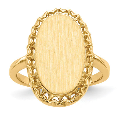 14K Yellow Gold 16.5x9.5mm Open Back Signet Ring