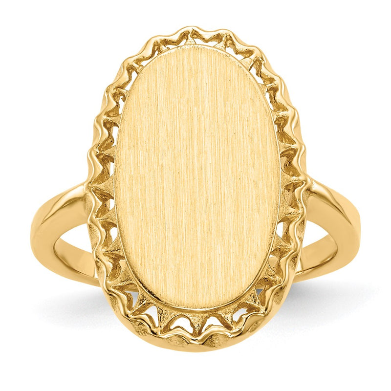 14K Yellow Gold 16.5x9.5mm Open Back Signet Ring