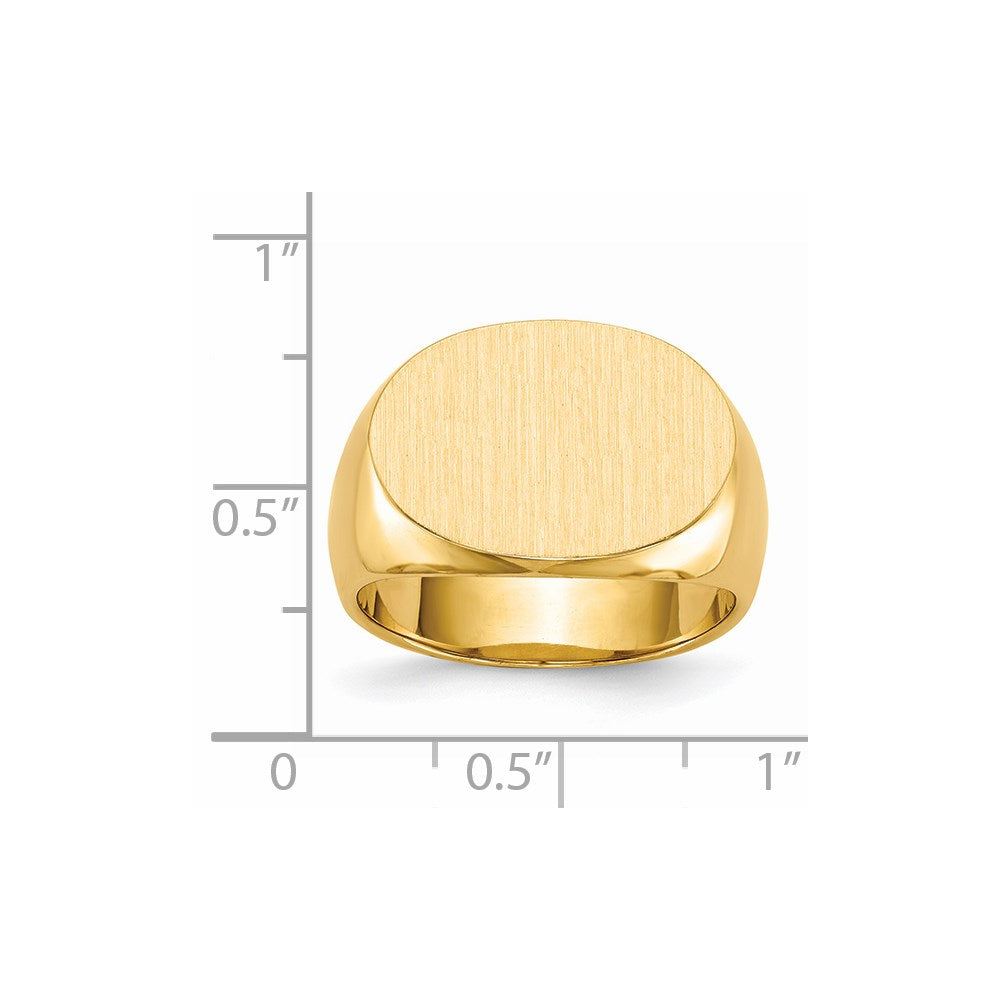 14K Yellow Gold 13.0x19.0mm Closed Back Men's Signet Ring