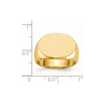 14K Yellow Gold 13.0x19.0mm Closed Back Men's Signet Ring