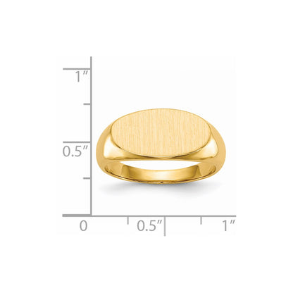 14K Yellow Gold 9.5x17.5mm Closed Back Men's Signet Ring
