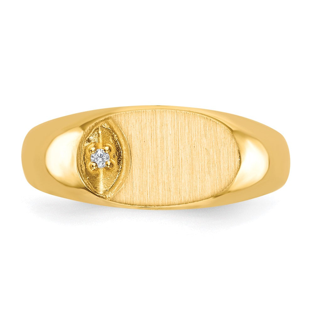 14K Yellow Gold 6.5x11.0mm AA Real Diamond Open Back Signet Ring