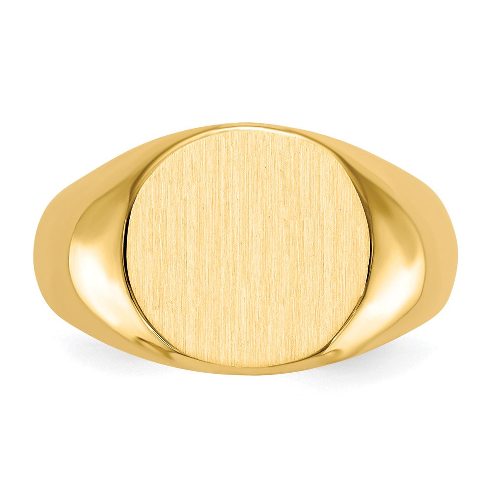 14K Yellow Gold 12.5x13.5mm Closed Back Mens Signet Ring