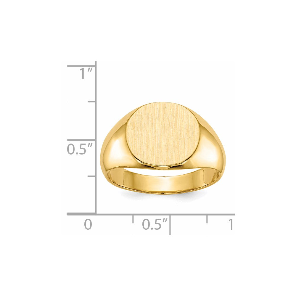 14K Yellow Gold 12.5x13.5mm Closed Back Mens Signet Ring