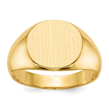 14K Yellow Gold 12.5x13.5mm Closed Back Mens Signet Ring