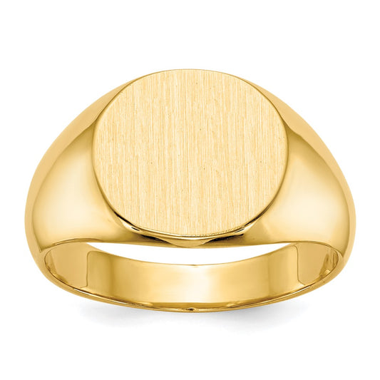 14K Yellow Gold 12.5x13.5mm Closed Back Mens Signet Ring