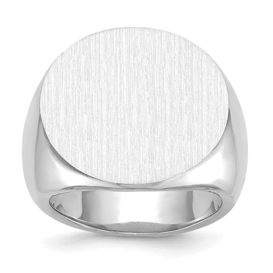 14K White Gold 20.5x21.0mm Closed Back Men's Signet Ring