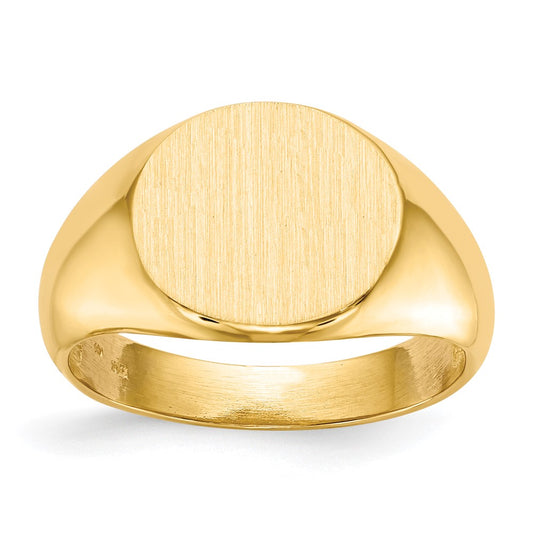 14K Yellow Gold 12.5x13.5mm Open Back Mens Signet Ring