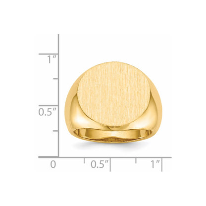 14K Yellow Gold 18.0x18.0mm Open Back Mens Signet Ring