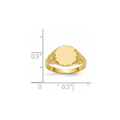 14K Yellow Gold 9.5x9.5mm Closed Back Signet Ring