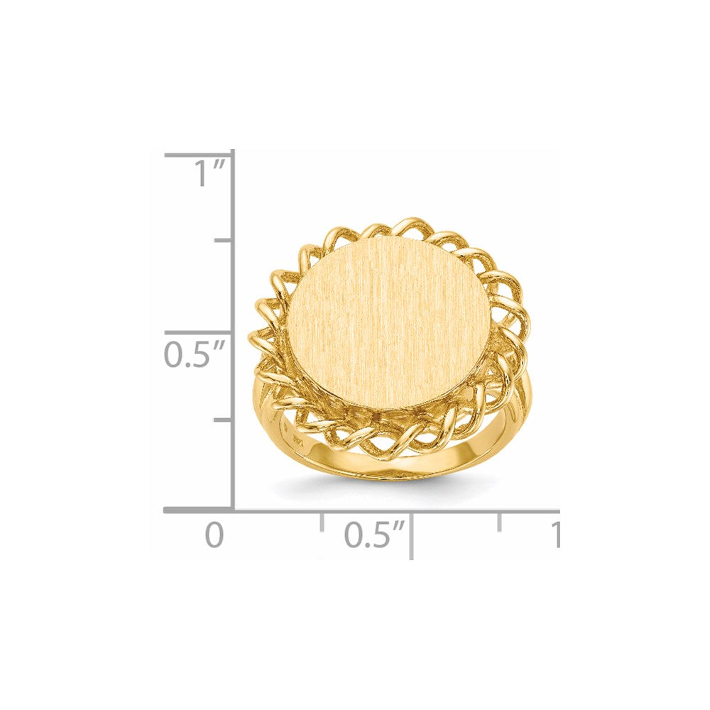 14K Yellow Gold 14.5x15.0mm Open Back Signet Ring