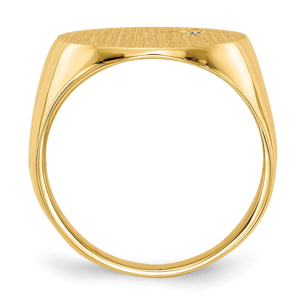 14K Yellow Gold 16.5x18.0mm Closed Back Men's AA Real Diamond Signet Ring