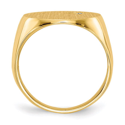 14K Yellow Gold 16.5x18.0mm Closed Back Men's AA Real Diamond Signet Ring