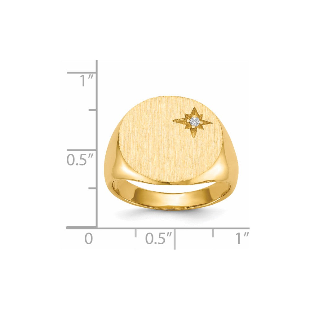 14K Yellow Gold 16.5x18.0mm Closed Back Men's A Real Diamond Signet Ring