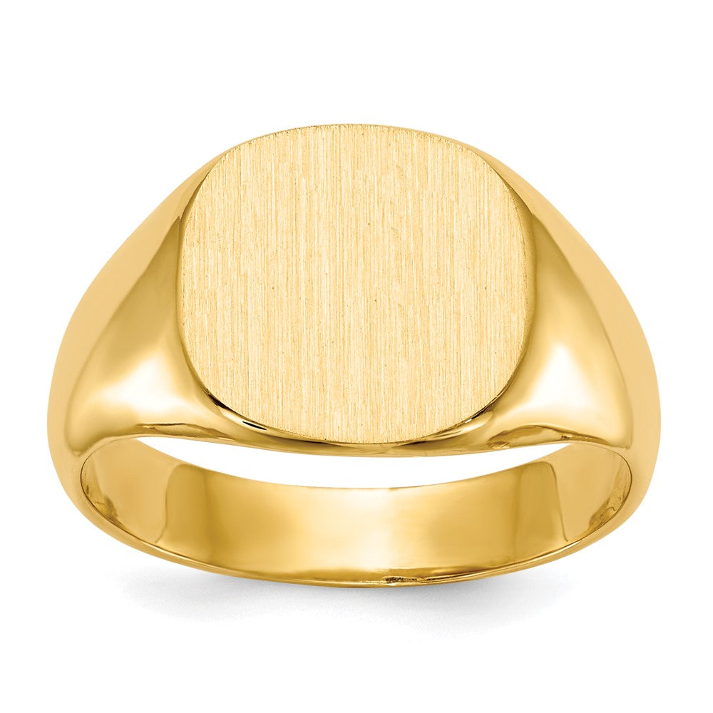 14K Yellow Gold 12.5x13.5mm Closed Back Men's Signet Ring