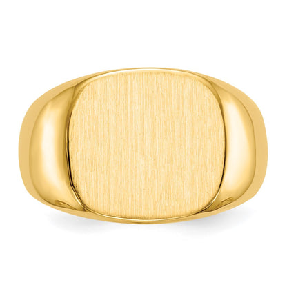 14K Yellow Gold 13.5x15.0mm Closed Back Mens Signet Ring