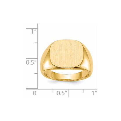 14K Yellow Gold 13.5x15.0mm Closed Back Mens Signet Ring