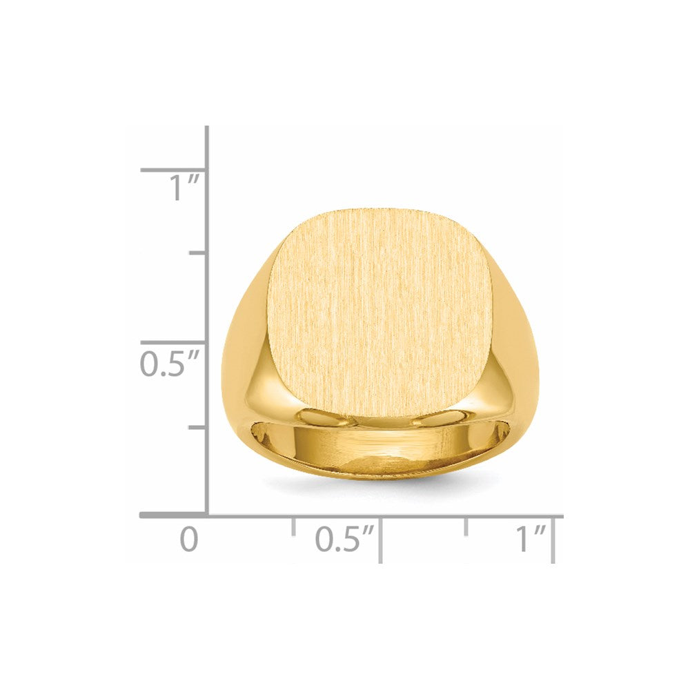 14K Yellow Gold 17.0x17.0mm Closed Back Mens Signet Ring