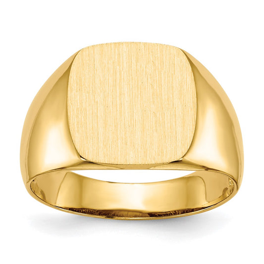 14K Yellow Gold 12.5x12.5mm Open Back Men's Signet Ring