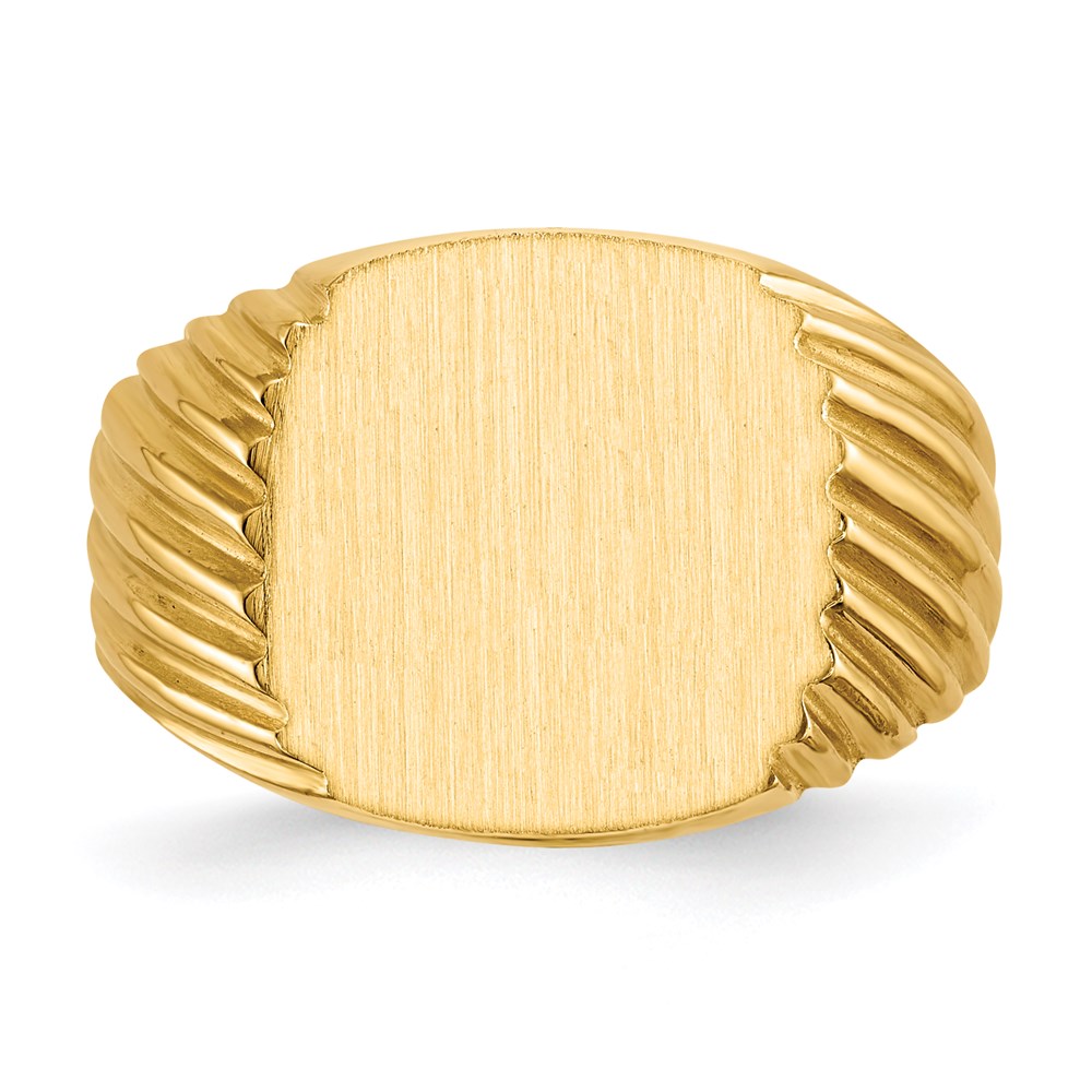14K Yellow Gold 13.5x13.0mm Closed Back Men's Signet Ring