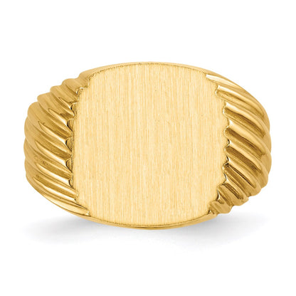 14K Yellow Gold 13.5x13.0mm Closed Back Men's Signet Ring