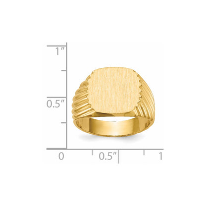14K Yellow Gold 13.5x13.0mm Closed Back Men's Signet Ring