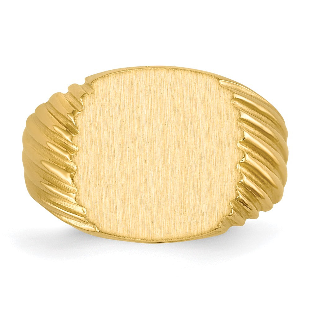 14K Yellow Gold 13.5x13.5 Open Back Men's Signet Ring