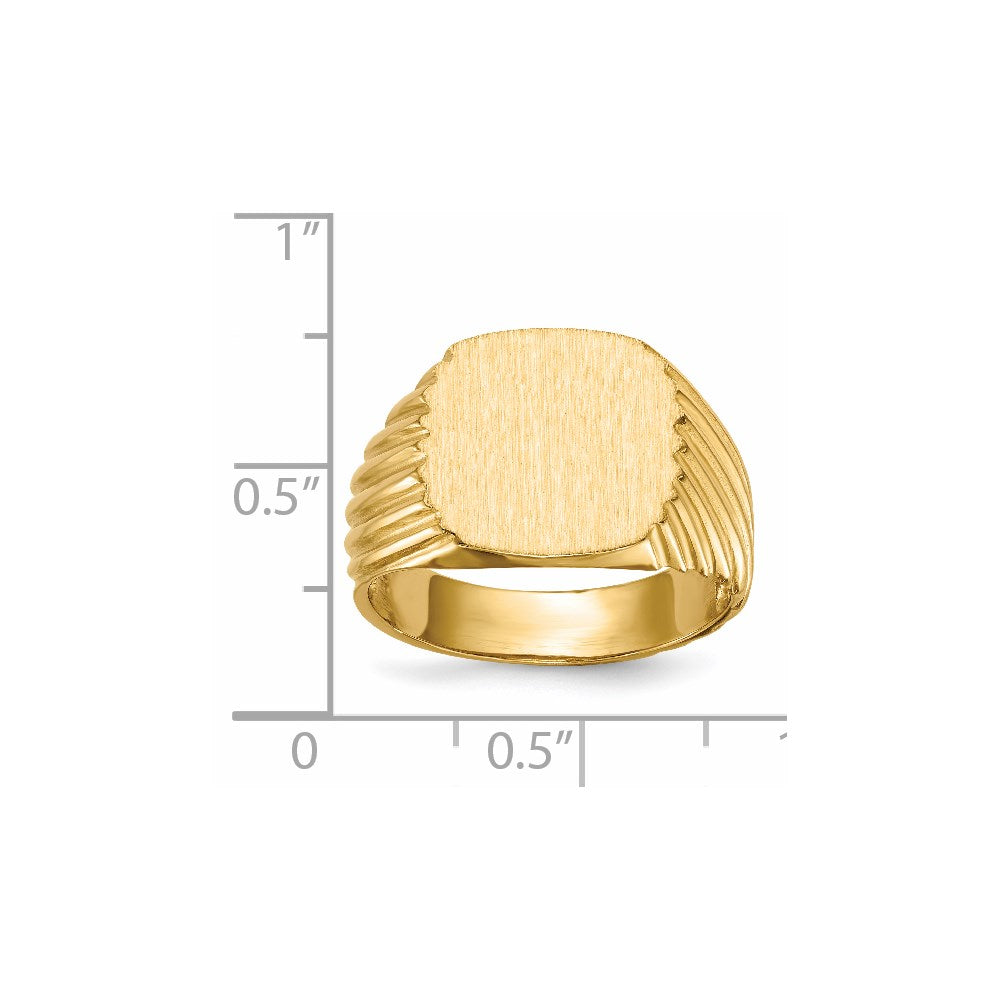 14K Yellow Gold 13.5x13.5 Open Back Men's Signet Ring