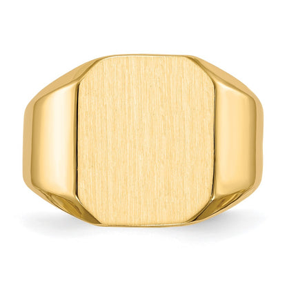 14K Yellow Gold 15.5x13.0mm Closed Back Men's Signet Ring