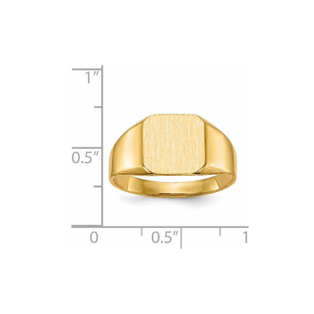 14K Yellow Gold 11.0x11.0mm Open Back Mens Signet Ring
