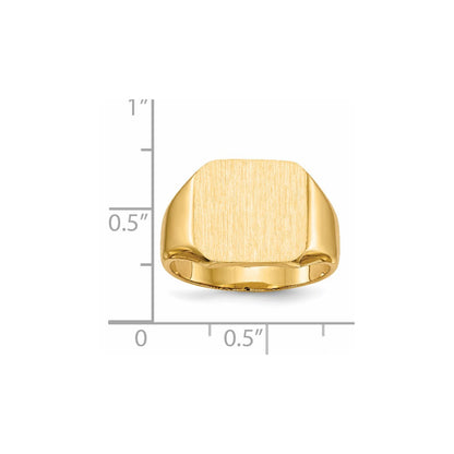 14K Yellow Gold 13.0x14.0mm Closed Back Men's Signet Ring