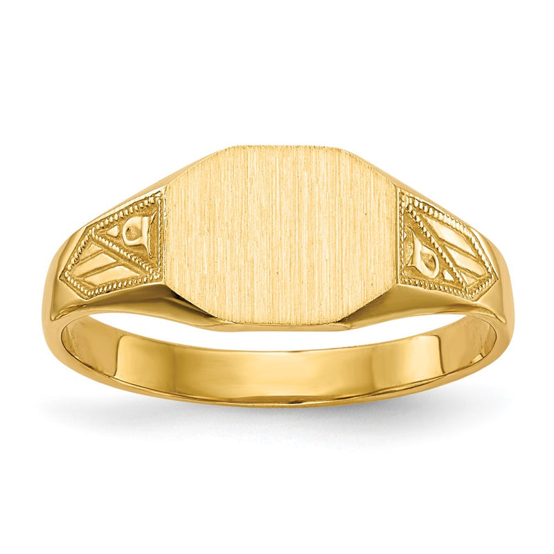 14K Yellow Gold 7.0x8.5mm Closed Back Signet Ring