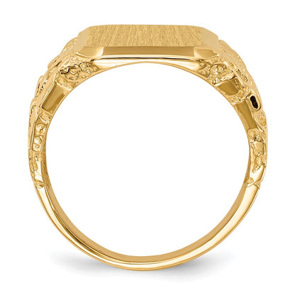 14K Yellow Gold 14 x 15 mm Open Back Men's Signet Ring