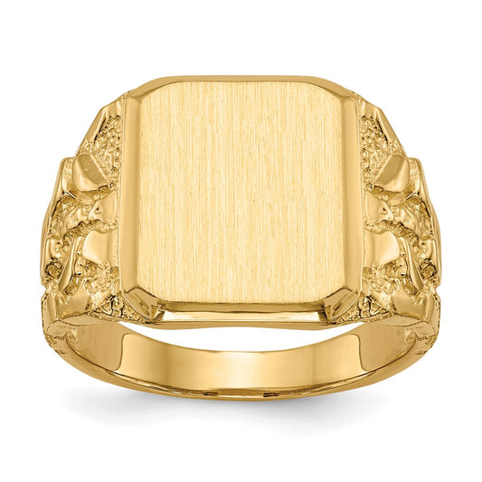 14K Yellow Gold 14 x 15 mm Open Back Men's Signet Ring
