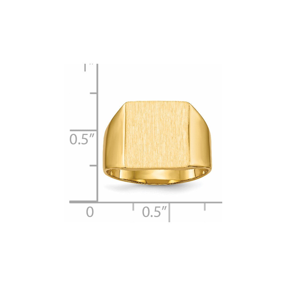 14K Yellow Gold 13.0x12.0mm Closed Back Mens Signet Ring