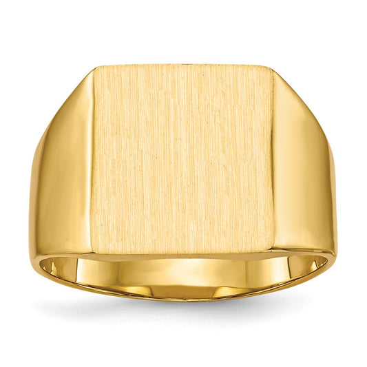 14K Yellow Gold 13.0x12.0mm Closed Back Mens Signet Ring
