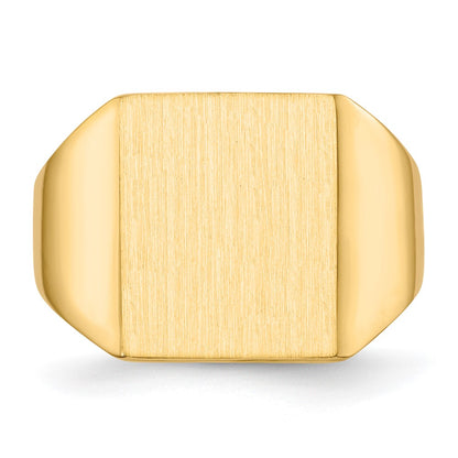 14K Yellow Gold 15.0x13.5mm Closed Back Mens Signet Ring