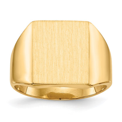 14K Yellow Gold 15.0x13.5mm Closed Back Mens Signet Ring