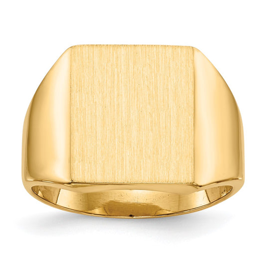14K Yellow Gold 15.0x13.5mm Closed Back Mens Signet Ring