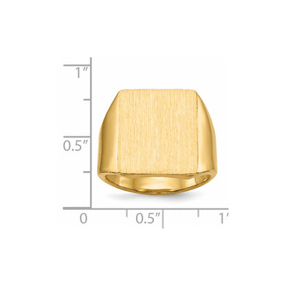 14K Yellow Gold 15.0x17.0.0mm Closed Back Mens Signet Ring