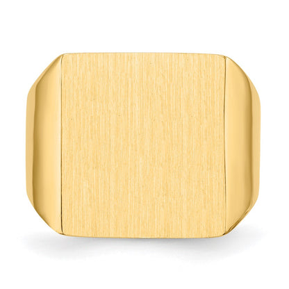 14K Yellow Gold 17.5x16.5mm Closed Back Mens Signet Ring