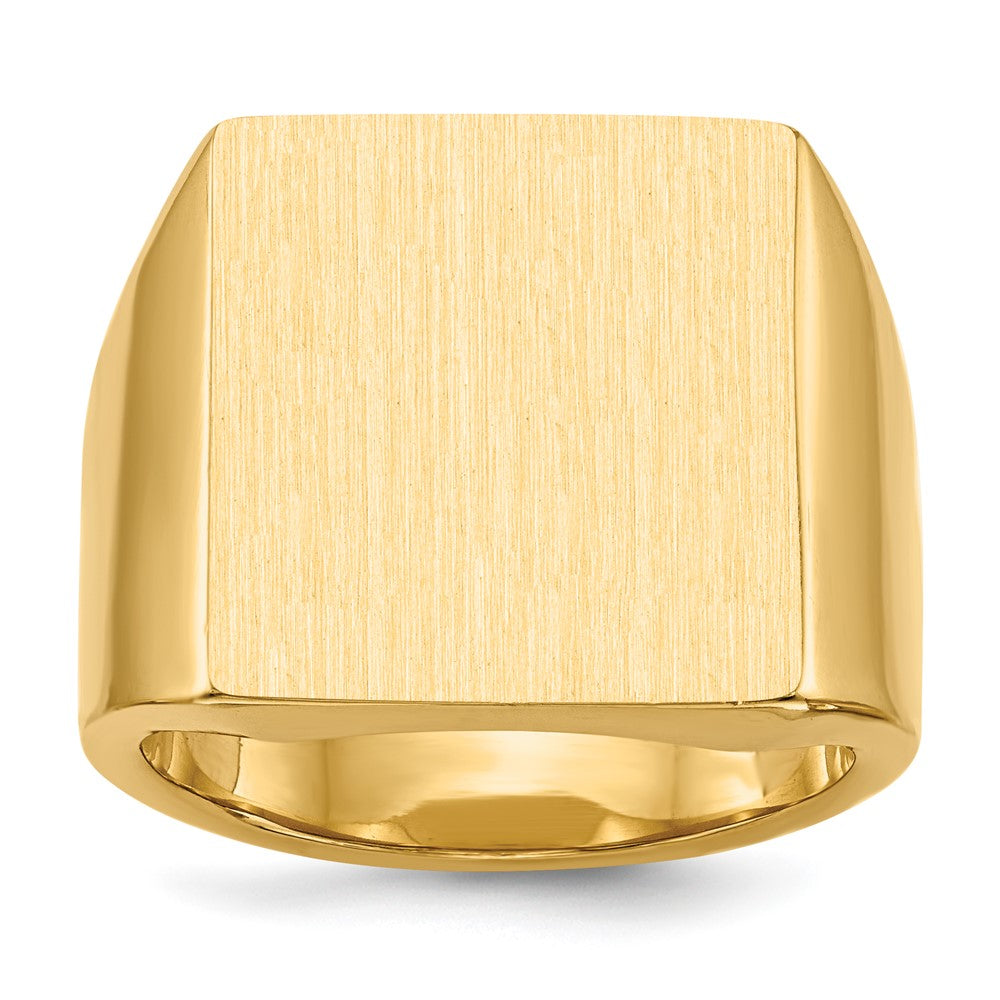 14K Yellow Gold 17.5x16.5mm Closed Back Mens Signet Ring