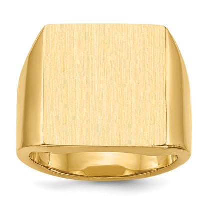14K Yellow Gold 17.5x16.5mm Closed Back Mens Signet Ring