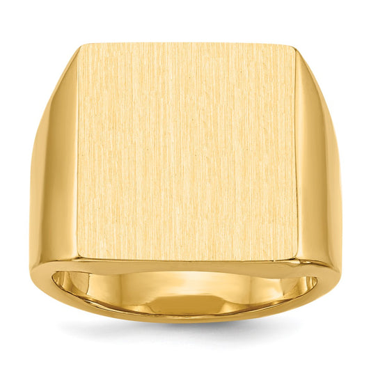 14K Yellow Gold 17.5x16.5mm Closed Back Mens Signet Ring