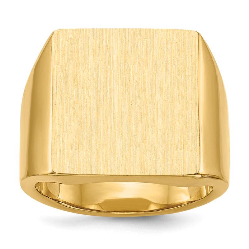 14K Yellow Gold 17.5x16.5mm Closed Back Mens Signet Ring