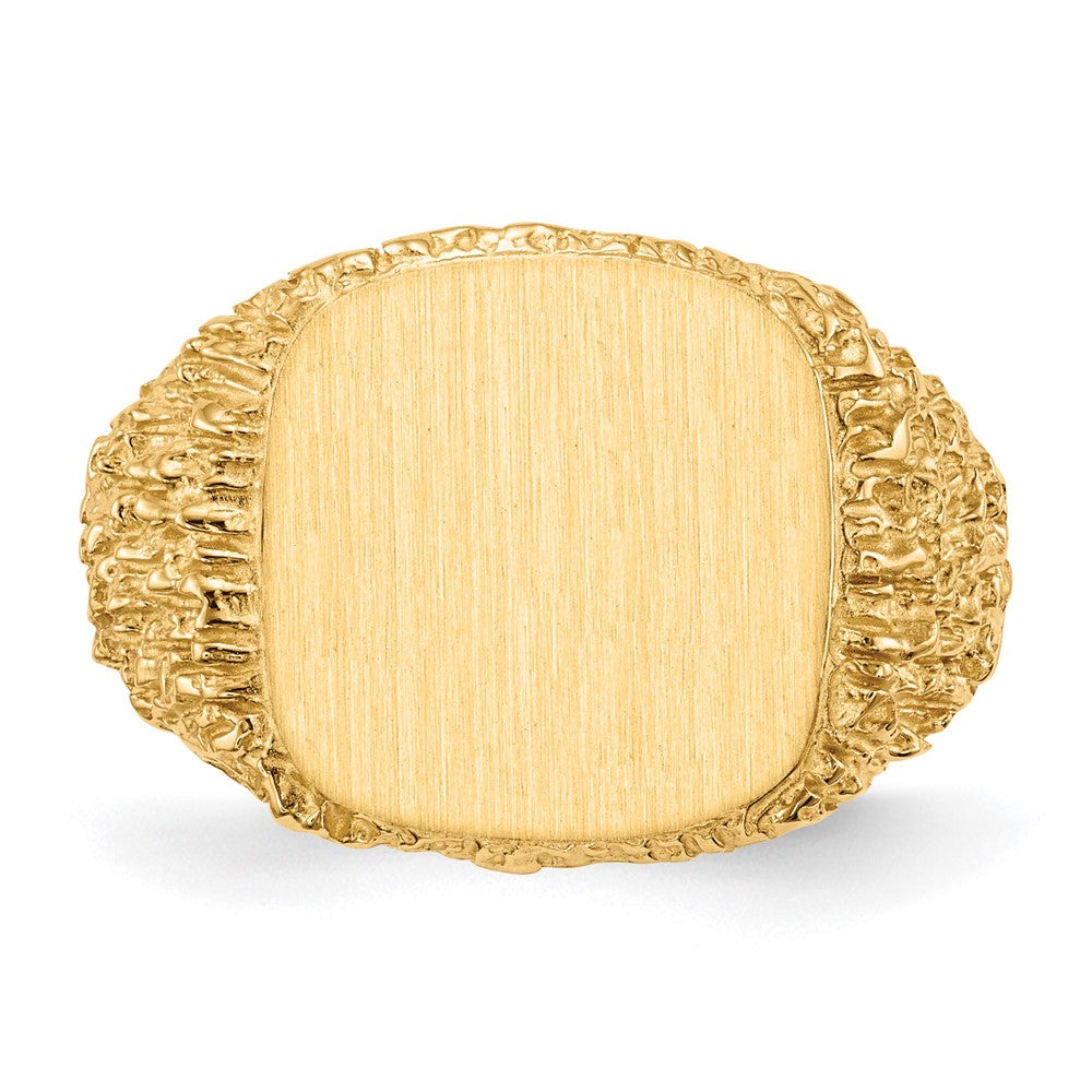 14K Yellow Gold 13.5x13.5mm Closed Back Men's Signet Ring